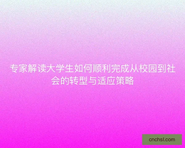 专家解读大学生如何顺利完成从校园到社会的转型与适应策略